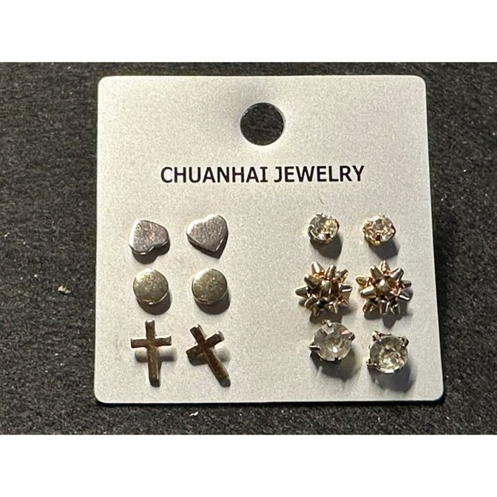 chuanhai jewelry gold tone 6 pair assorted stud earrings set statement nwt new